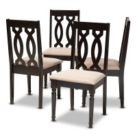 Baxton Studio RH334C-Sand/Dark Brown-DC Cherese Modern and Contemporary Sand Fabric Upholstered Espresso Brown Finished Wood Dining Chair Set of 4